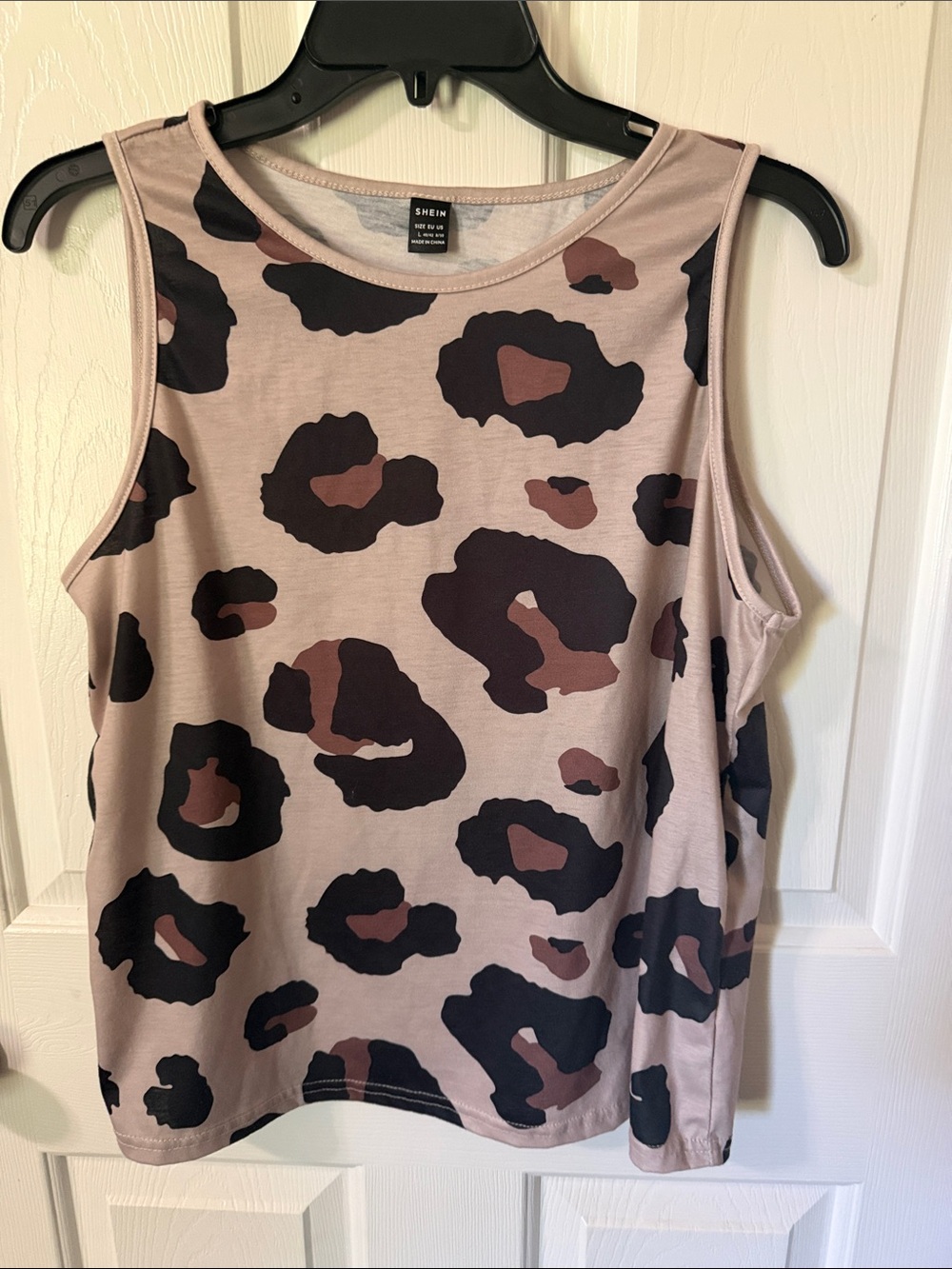 SHEIN Taupe Leopard Print Sleeveless Tank Top